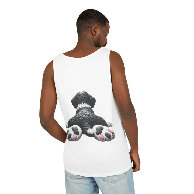 Bernedoodle Mom Tank Top, Cute Dog Rear View Design, Summer Fashion image 1