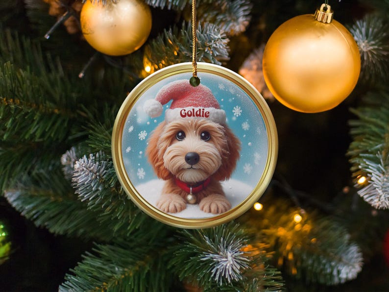 Custom Dog Christmas Ornament, Personalized Pet Holiday Decoration, Custom Puppy Xmas Tree Ornament, Personalized Dog Gift