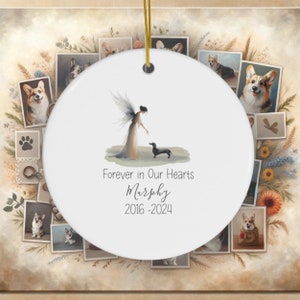 Personalized Dachshund Tribute Ornament, Doxie Watercolor Design, Custom Weiner Dog Memorial, Personalized Tribute Ornament,Dapple Loss Gift