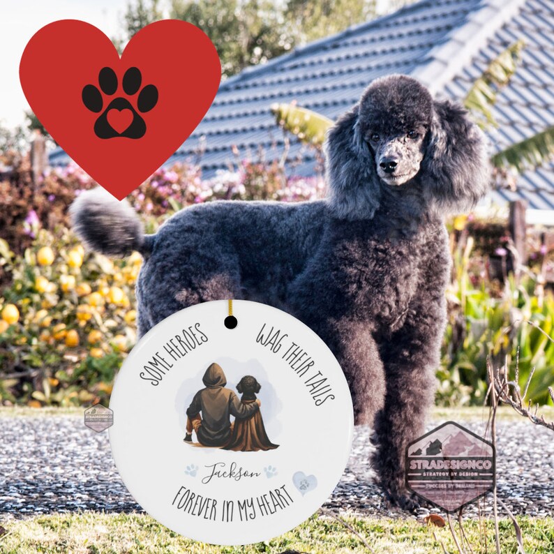 Poodle Memorial Ornament - Celebration of pet life, dog lover, pet lover, poodle mom, poodle dad, ceramic keep sake, ornament of love, dog memorial gift, cherrish pet life, cherish love, pet child, pet death, dead dog