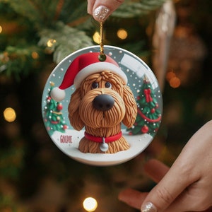 Bernedoodle Ornament, Custom Pet Name Gift - Ceramic Keepsake | Sublimation Printed | Festive Christmas Tree Decor immagine 2