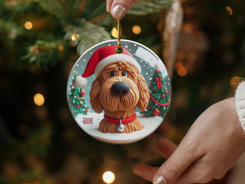 Bernedoodle Ornament, Custom Pet Name Gift - Ceramic Keepsake | Sublimation Printed | Festive Christmas Tree Decor immagine 2