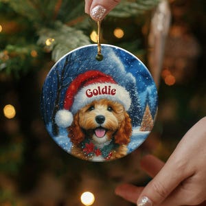 Christmas Dog Ornament, Personalized Pet Ornament, Custom Pet Portrait, Dog Lover Gift, Holiday Tree Decoration, Cute Pet Ornament