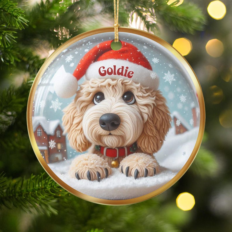 Personalized Dog Christmas Ornament, Custom Pet Keepsake, Puppy Holiday Decoration, Pet Memorial Gift, Dog Lover Tree Ornament