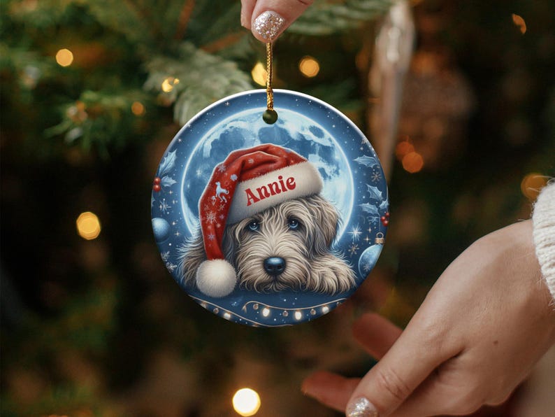 Christmas Dog Ornament, Personalized Pet Keepsake, Holiday Tree Decoration, Custom Name Christmas Gift for Dog Lovers