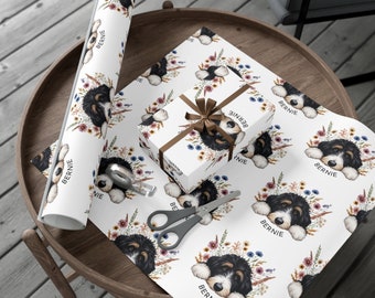 Bernedoodle cadeaupapier, bloemenprint voor hondenliefhebbers