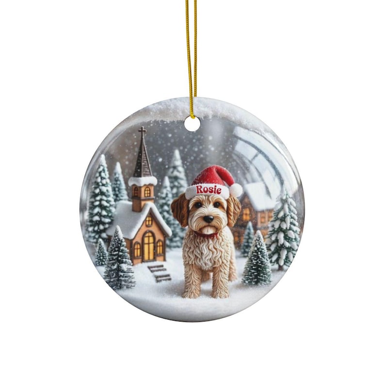 Personalized Christmas Dog Ornament, Custom Pet Decoration, Holiday Dog Lover Gift, Winter Wonderland Ornament, Dog Christmas Keepsake
