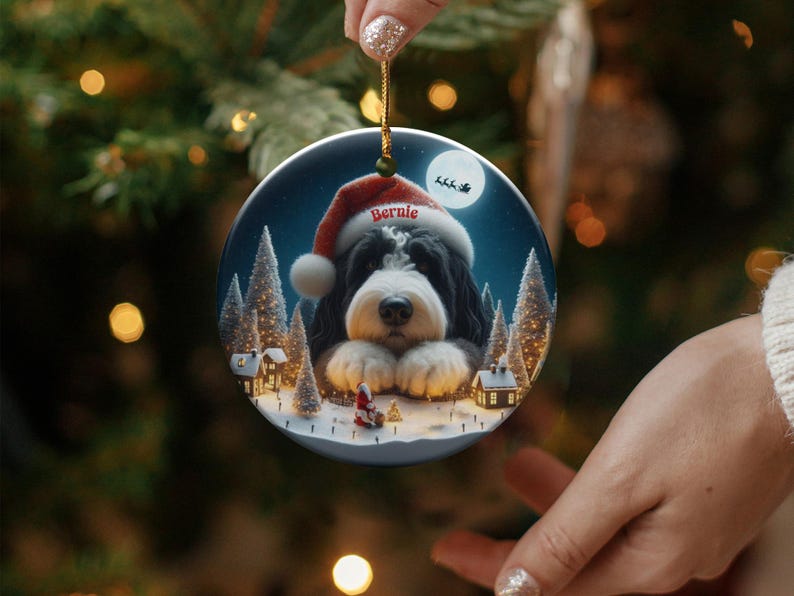 Personalized Dog Christmas Ornament, Cute Dog Santa Hat Holiday Decor, Custom Pet Photo Keepsake, Unique Christmas Gift