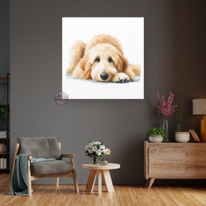 Goldendoodle Dog, watercolor art, golden doodle, bernedoodle canvas, sheepadoodle, mama, dog mom canvas, dog art, dog mom art, Doodle lover art, doodle canvas art, water color canvas, hig-resolution canvas, design,dog designer art, high-end gift, dog