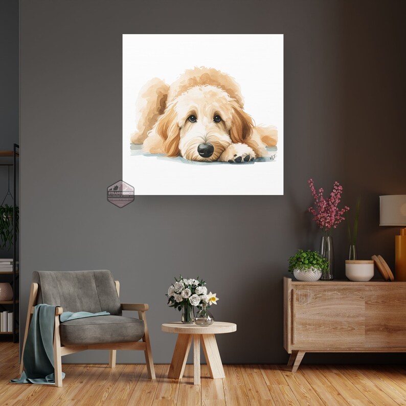 Goldendoodle Dog, watercolor art, golden doodle, bernedoodle canvas, sheepadoodle, mama, dog mom canvas, dog art, dog mom art, Doodle lover art, doodle canvas art, water color canvas, hig-resolution canvas, design,dog designer art, high-end gift, dog
