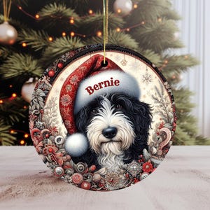 Vintage look Bernedoodle Ornament