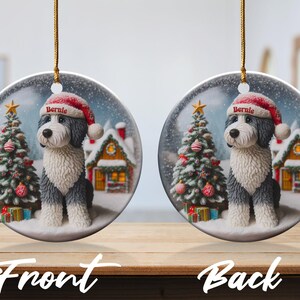 Dog Ceramic Ornament, Sheepadoodle Keepsake - Sublimation Art | Festive Dog Decor, Double Sided Artwork | 3 Inch Christmas Gift image 9