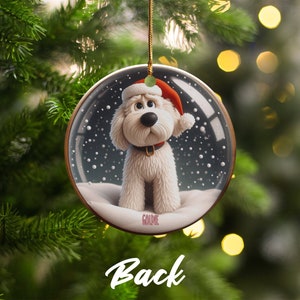 Bernedoodle Ornament, Personalized Custom Pet Keepsake | Ceramic | Double Sided Sublimation 2.76 Inch Gift image 5