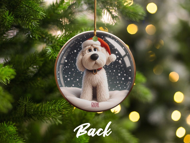 Bernedoodle Ornament, Personalized Custom Pet Keepsake | Ceramic | Double Sided Sublimation 2.76 Inch Gift image 5