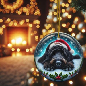 Personalized Black Doodle Dog Christmas Ornament - Festive Ceramic Decoration | Sublimation | 3 Inch Custom Pet Tree Keepsake image 9