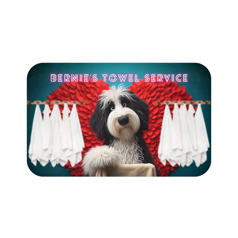 Bernedoodle Bath Mat - Personalized Bathroom Non-Slip Shower Mat image 12