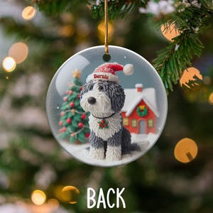 Custom Pet Ornament, Sheepadoodle Snow Scene Keepsake | Sublimation Ceramic | 3 Inch, Double Sided Bild 8