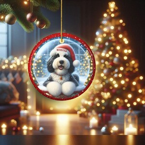 Custom Dog Ornament, Sheepadoodle Snow Globe Design (Sublimation, Ceramic) - Personalized Keepsake Gift, Holiday Tree Decor image 17