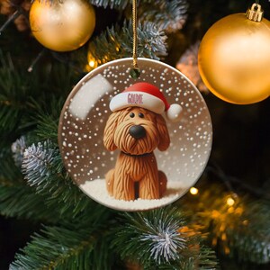 Bernedoodle Ornament, Personalized Custom Pet Name - Sublimation Print (Round Ceramic, Holiday Keepsake) image 3