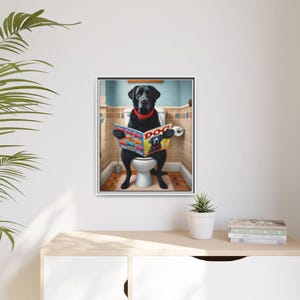 Funny Black Lab Canvas Print: Dog Magazine Bathroom Wall Art image 10