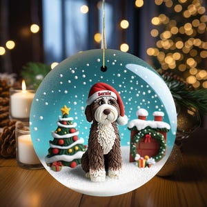 Adorable bernedoodle ornament, perfect doodle dog gift