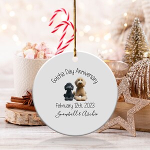 Dog Ornament Custom, Personalized Pet Adoption Keepsake | Ceramic Heirloom - Double Sided - 3 Inch Sublimation Decor image 5