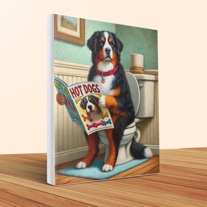 Berner sennenhundkonst: Rolig badrumscanvastavla bild 4