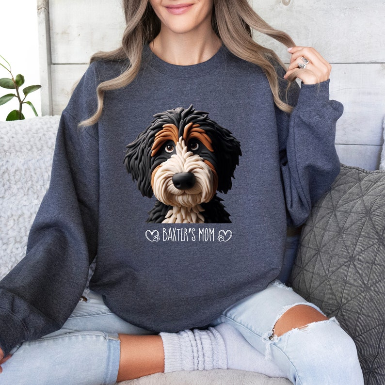 Bernedoodle Mom Sweatshirt - Personalized Sweatshirt with Your Dog's name on it