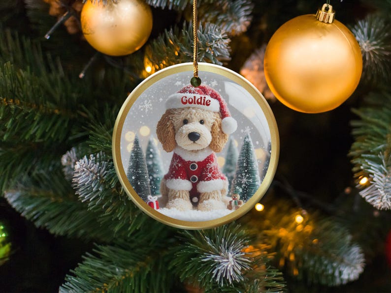 Custom Dog Christmas Ornament, Personalized Pet Holiday Decor, Cute Puppy Tree Decoration, Festive Canine Keepsake, Xmas Dog Lover Gift