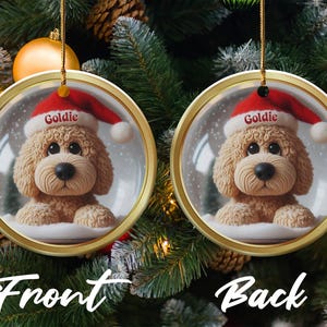Personalized Dog Christmas Ornament, Custom Pet Ornament, Cute Holiday Decoration, Festive Dog Lover Gift, Pet Keepsake Tree Ornament