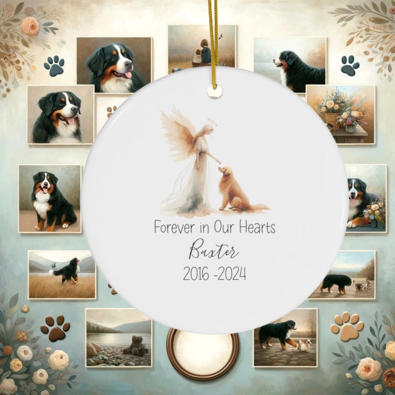 Personalized Golden Retriever Memorial Ornament, Watercolor Design, Custom Pet Name Gift, Personalized Pet Tribute Ceramic Ornament, Pet Loss Gift