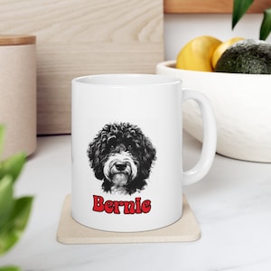 Personalized Bernedoodle Coffee Mug | Custom Dog Name Coffee Cup | 11 oz Bernedoodle Lover Gift | Heartwarming Pet Portrait | Dog Lover Gift image 7