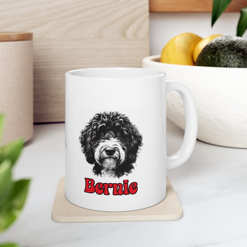 Personalized Bernedoodle Coffee Mug | Custom Dog Name Coffee Cup | 11 oz Bernedoodle Lover Gift | Heartwarming Pet Portrait | Dog Lover Gift image 7