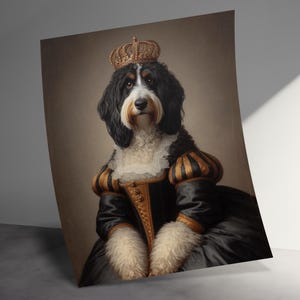 Royal Dog Portrait Poster, Noble Pet Art Print, Canine King Decor, Baroque Dog Wall Art, Majestic Pet Painting, Regal Dog Artwork