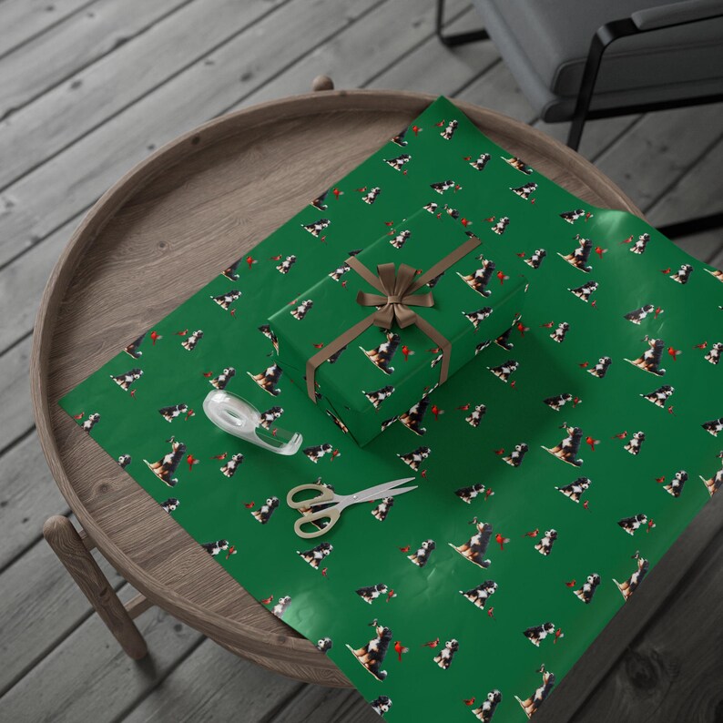 Bernedoodle & Cardinal Gift Wrap: Holiday Festive Paper image 6