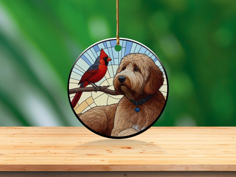 Cardinal and Bernese Mountain Dog Ornament, Stained-Glass Looking Design, Cardinal gift, Mothers Day Gift, Bird Lovers Gift, Dog Mom Gifts