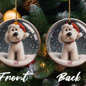 Bernedoodle Ornament, Personalized Custom Pet Keepsake | Ceramic | Double Sided Sublimation 2.76 Inch Gift image 4