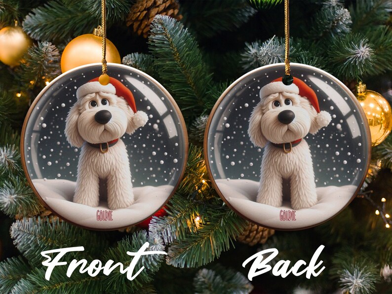 Bernedoodle Ornament, Personalized Custom Pet Keepsake | Ceramic | Double Sided Sublimation 2.76 Inch Gift image 4