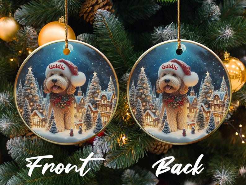 Personalized Dog Christmas Ornament, Custom Pet Holiday Decoration, Unique Dog Lover Gift, Festive Winter Themed Pet Keepsake