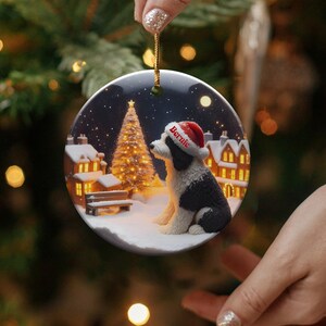 Dog Christmas Ornament, Personalized Pet Holiday Decoration, Custom Name Dog Ornament, Festive Pet Christmas Tree Decor