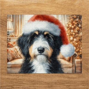 Puzzle di Natale Bernedoodle - 252 pezzi di divertimento a tema doodle, un puzzle divertente per adulti e bambini! Un regalo accogliente per le feste per gli amanti degli animali. immagine 3