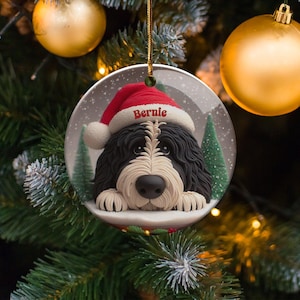 Custom Dog Ornament, Bernedoodle Pet Keepsake | Sublimation Ceramic | 2.76 Inch Round Front Back imagen 5
