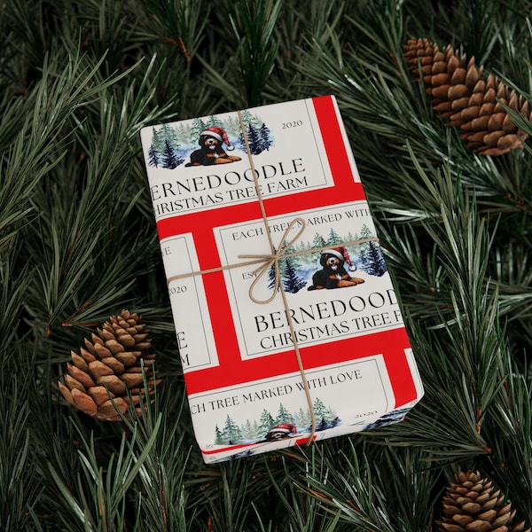 Bernedoodle Dog Themed Christmas Wrapping Paper – Doodle Lover Festive Design