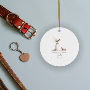 Personalized Doxie Dachshund Tribute ornament, Memorial Watercolor Design, Pet's Name Gift, Custom Pet Name Gift, Personalized Pet Tribute Ceramic Ornament, Pet Loss Gift