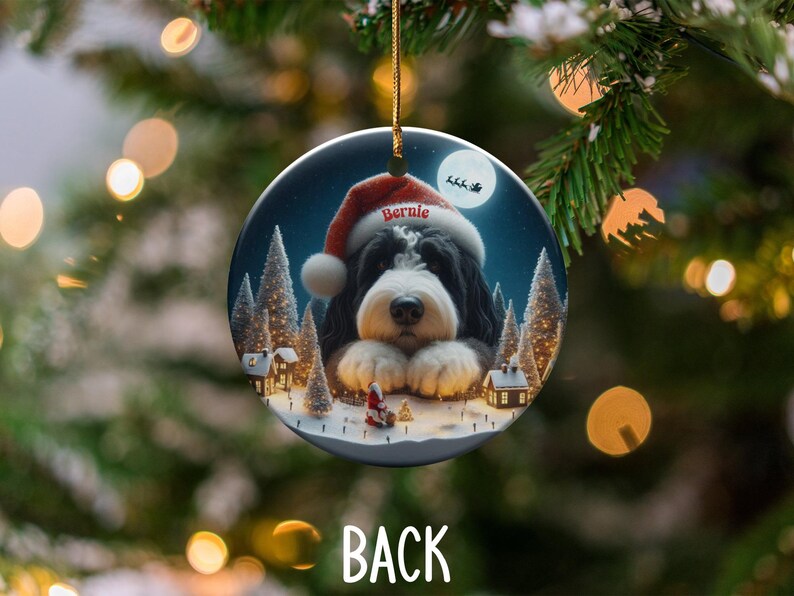 Cute Dog Christmas Ornament, Personalized Pet Christmas Decoration, Custom Pet Gift for Pet Lovers, Dog in Santa Hat Christmas Decor