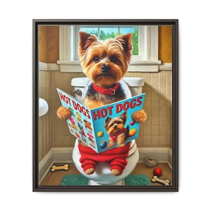Yorkie Dog Toilet Art: Funny Bathroom Canvas Print image 10
