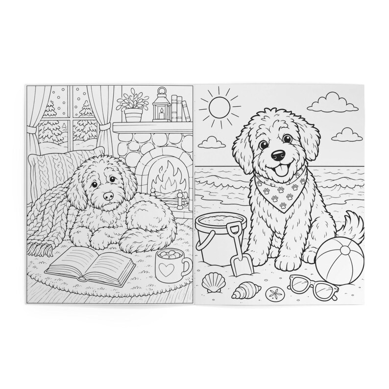 Malbuch „Gemütliche Bernedoodle-Abenteuer“ | Szenen für Hundeliebhaber das ganze Jahr über Bild 11
