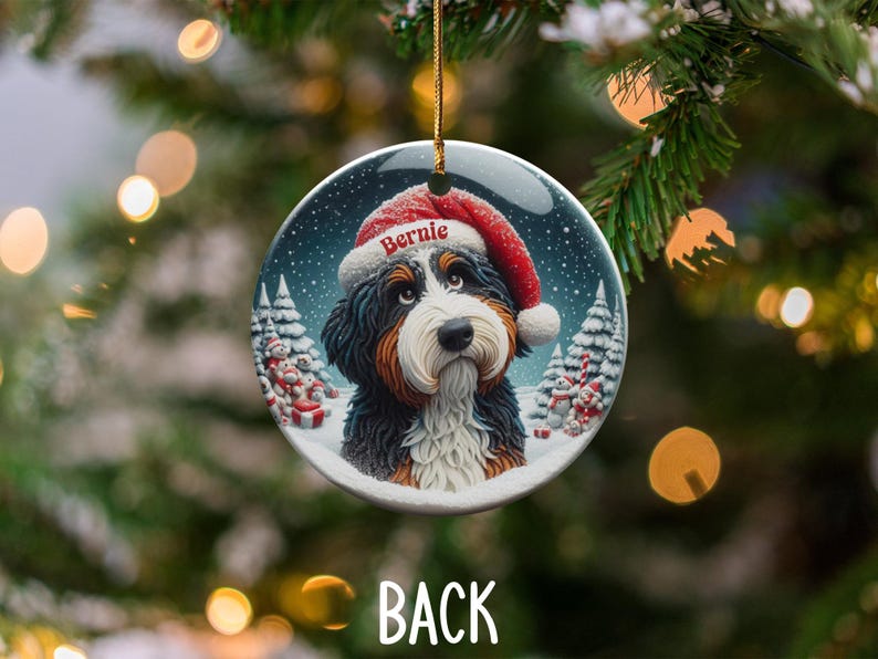 Festive Dog Christmas Ornament, Holiday Tree Decoration, Cute Pet with Santa Hat, Personalized Pet Holiday Keepsake, Dog Lovers Gift