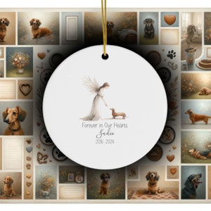 Personalized Doxie Dachshund Tribute ornament, Memorial Watercolor Design, Pet's Name Gift, Custom Pet Name Gift, Personalized Pet Tribute Ceramic Ornament, Pet Loss Gift
