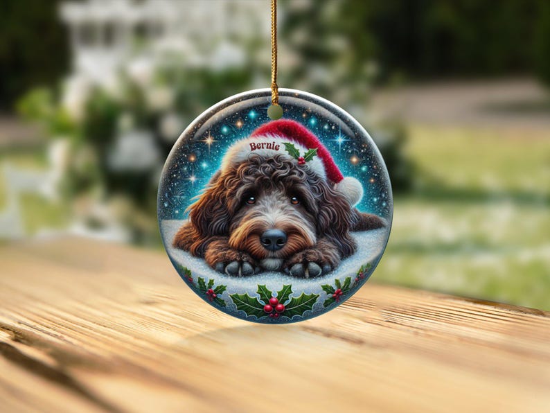 Custom Pet Santa, Bernedoodle Christmas Ornament | Sublimation Ceramic | 3-Inch Double Sided Holiday Tree Decor image 8